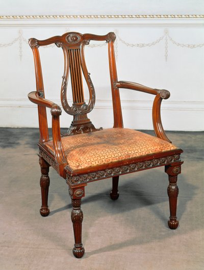 Carved lyre-back chair, supplied by Chippendale, 1768 by English School